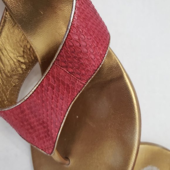 Gorgeous Gucci Runway Python Snakeskin Gold Kitten Heel Red Sandals 8.5 - Picture 14 of 16